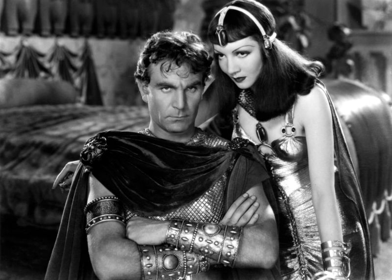 Henry Wilcoxon and Claudette Colbert in Cleopatra 