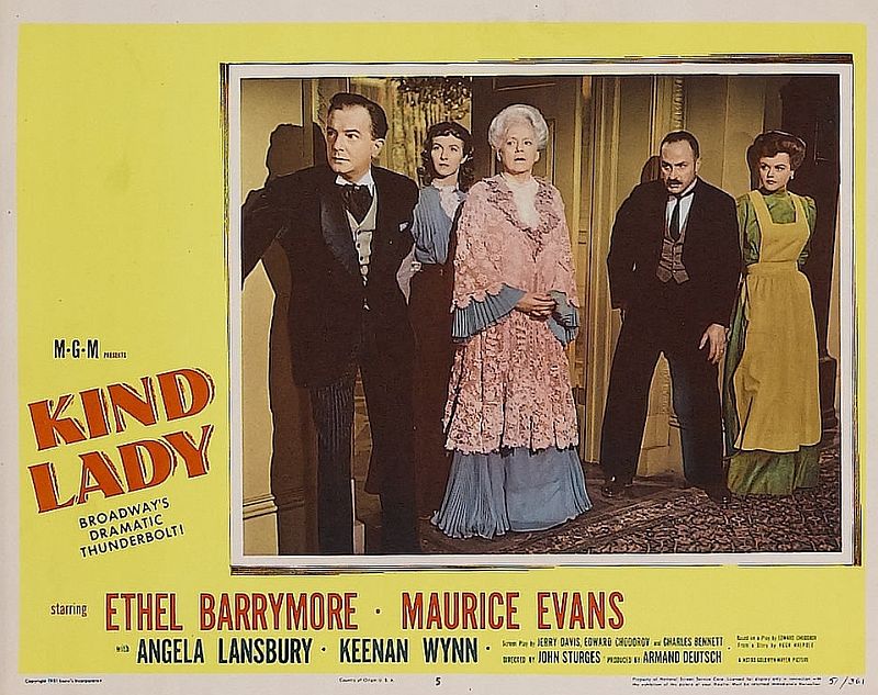 Ethel Barrymore, Keenan Wynn, Betsy Blair, Maurice Evans, and Angela Lansbury in Kind Lady